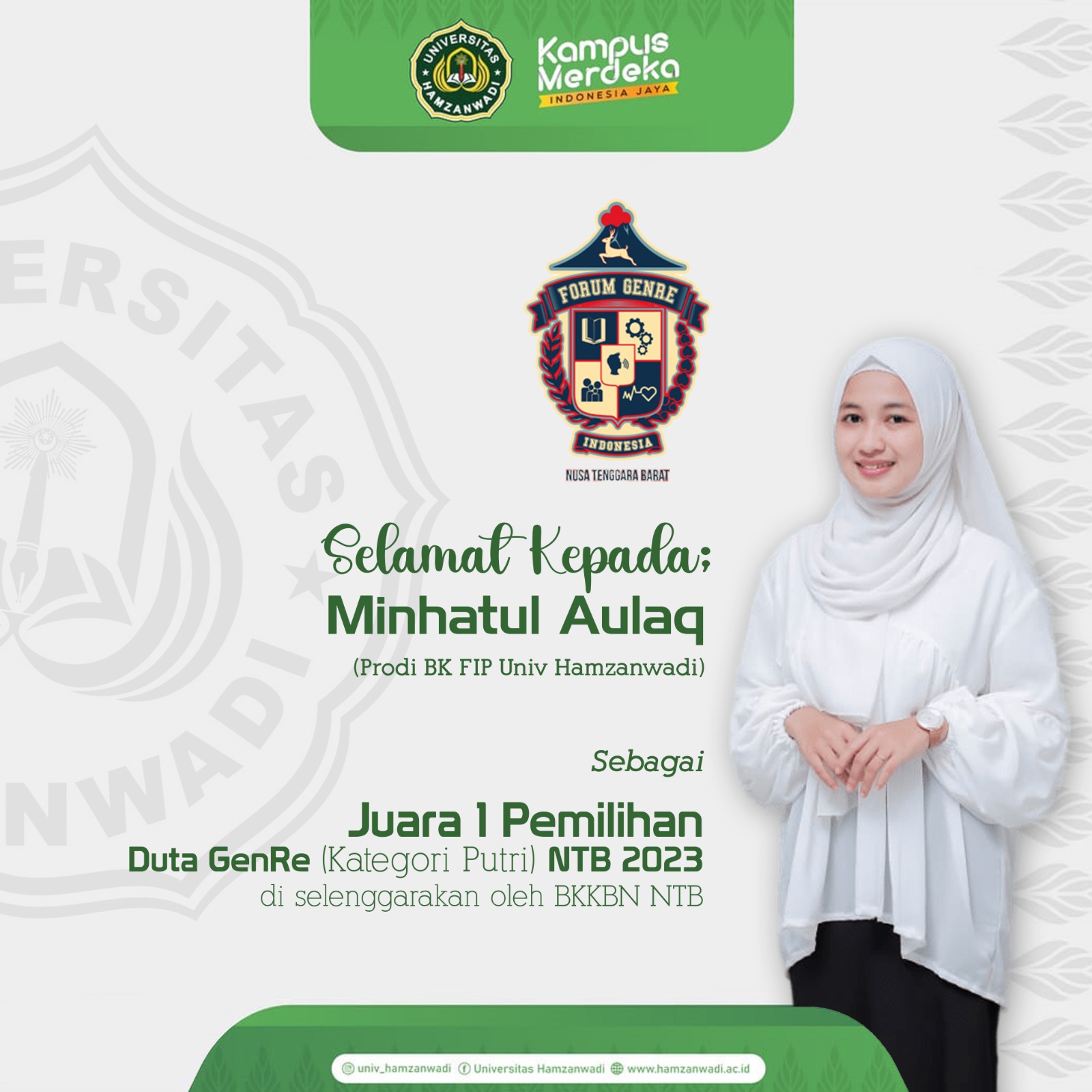 Juara 1 Pemilihan Duta Genre NTB 2023